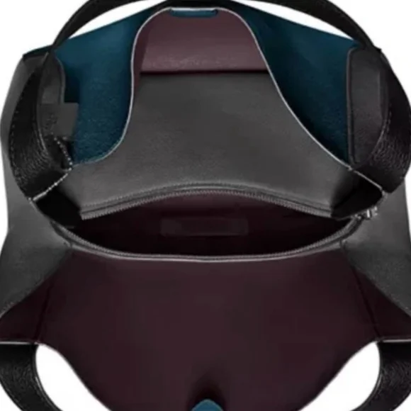 Coach Hadley Colorblock Peacock Blue and Black Shoulder Bag - Picture 3 of 7